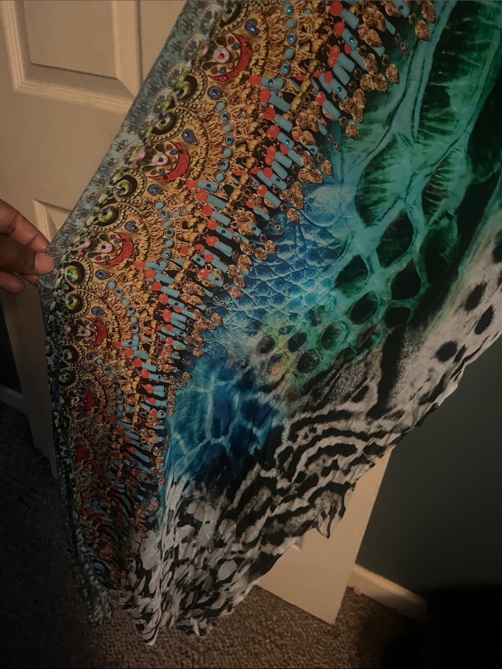 Bohemian Aqua Green Printed kimono - Picture 6 of 7